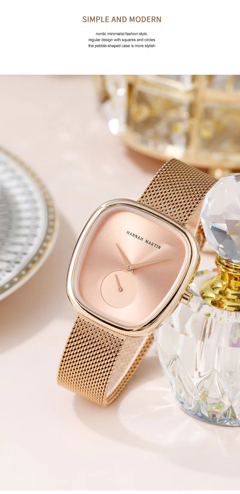 Veli Carat Hannah Martin Women's 34mm Rose Gold Quartz Watch