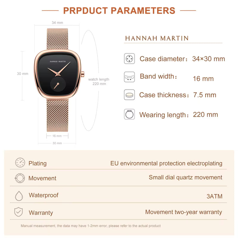 Veli Carat Hannah Martin Women's 34mm Rose Gold Quartz Watch